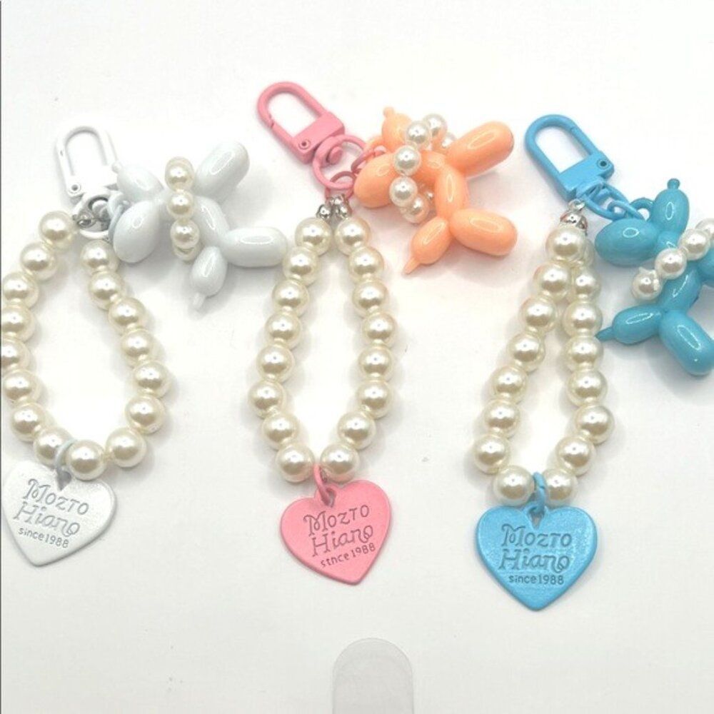 Balloon Dog Purse Charm Keychain - Choice of White, Pink, Blue